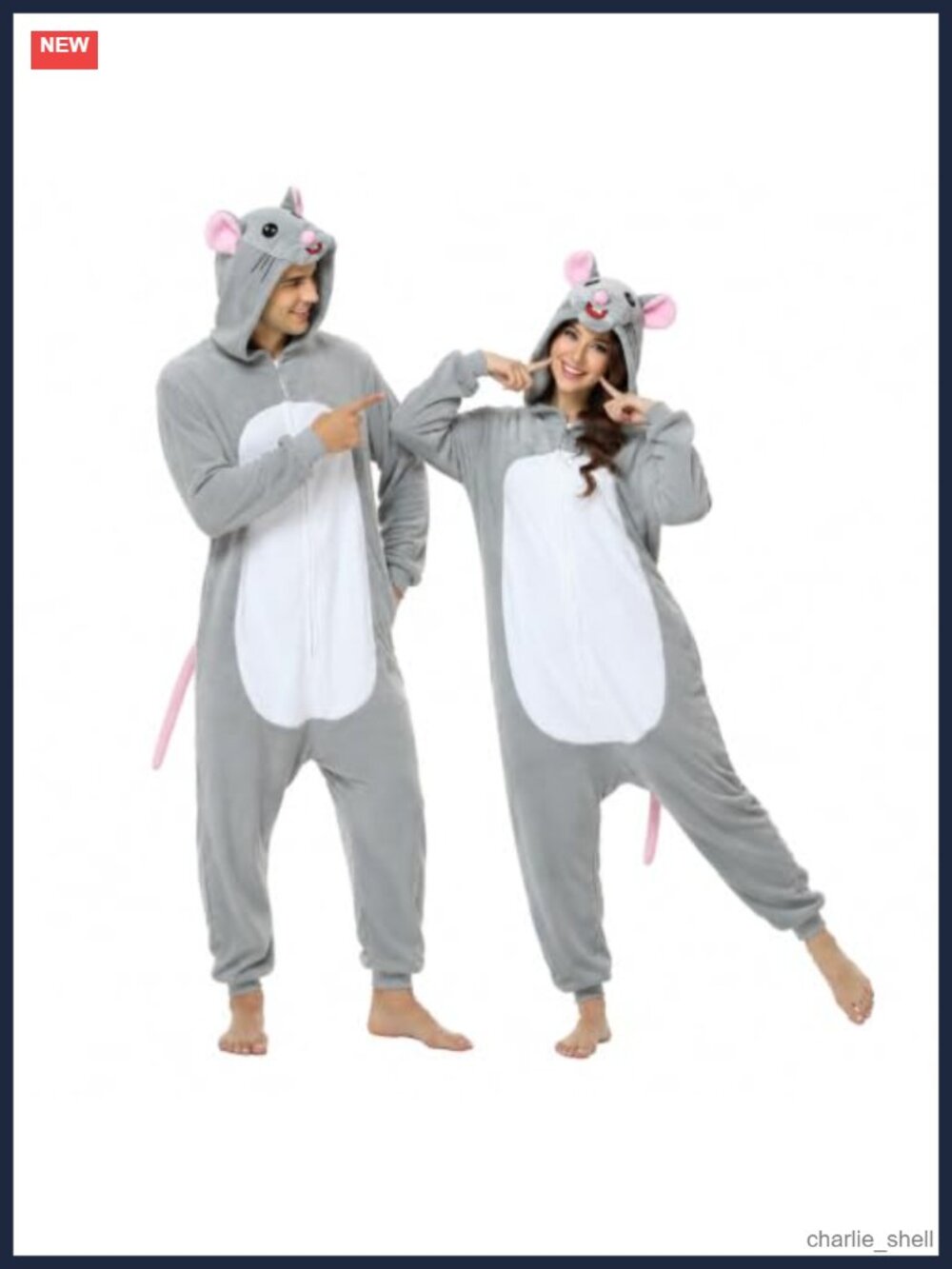 Animal Onesie Pajamas Unisex Adult Flannel One Piece Mouse Costume Sleepwear